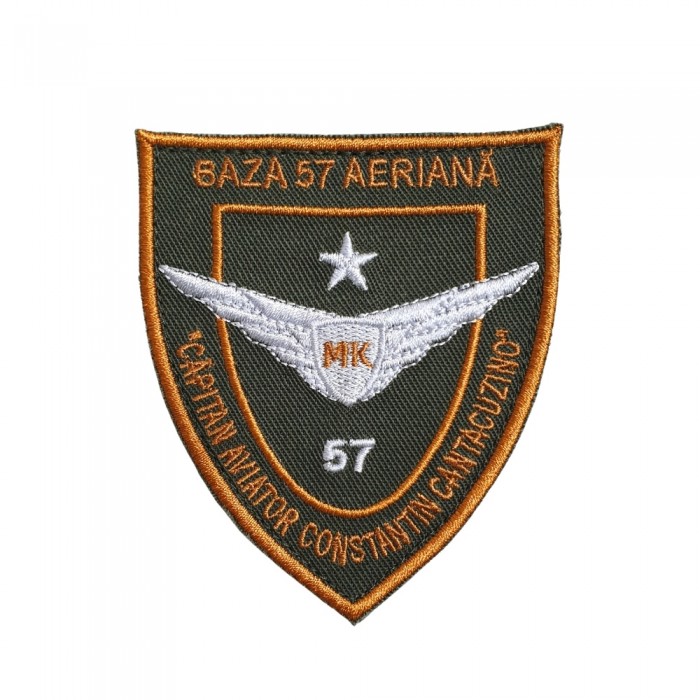 Emblema brodată Baza 57 Aeriană „Căpitan Aviator Constantin Cantacuzino” – simbol exclusiv pentru personalul unității pe Epoleti.ro