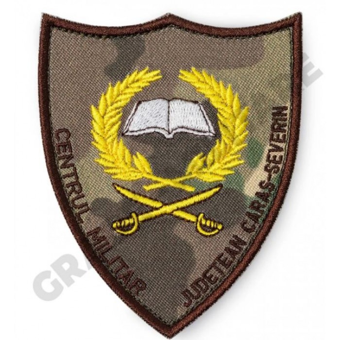 Emblema Centrul Militar Județean combat- Detaliu broderie de calitate pentru personalul militar