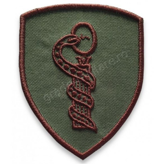 Emblema semn de armă maneca scut oliv cu maro, semn de armă MAPN, accesorii uniforme MAPN, emblema maneca scut oliv maro